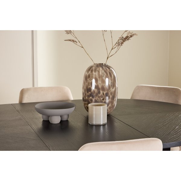 Matbord Strada med 6 st Night stolar - Beige/svart + 6.00 x Stolsdyna