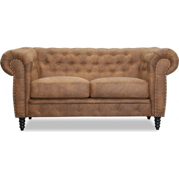 Ashford 2-sits chesterfield - Cognac ecoläder