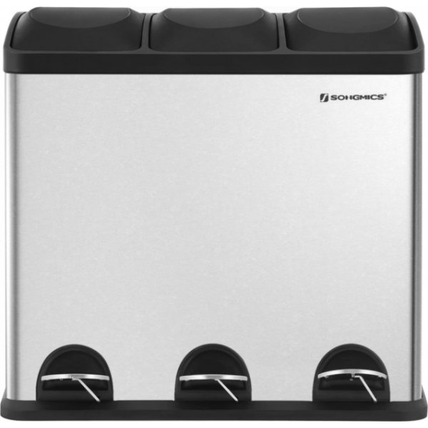 Poubelle Luan 54 l - Argent/noir