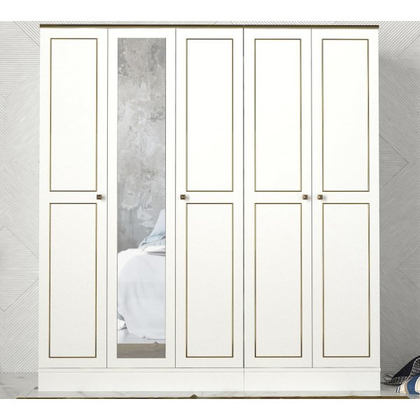 Armoire Ravenna 5 - Blanc/or Armoire Ravenna 5 - Blanc/or