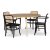 Groupe de repas Omni, table  manger ronde 130 cm avec 4 chaises  cadre noir Nemi - Whitewash