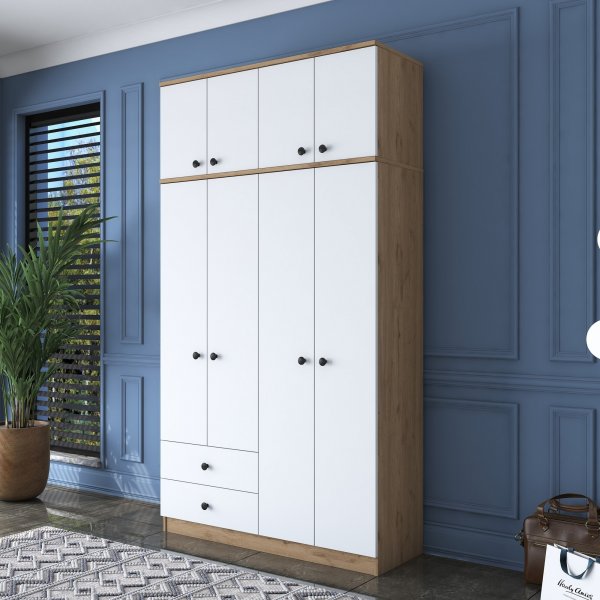 Armoire Mendy 120 cm - Noyer/blanc Armoire Mendy 120 cm - Noyer/blanc