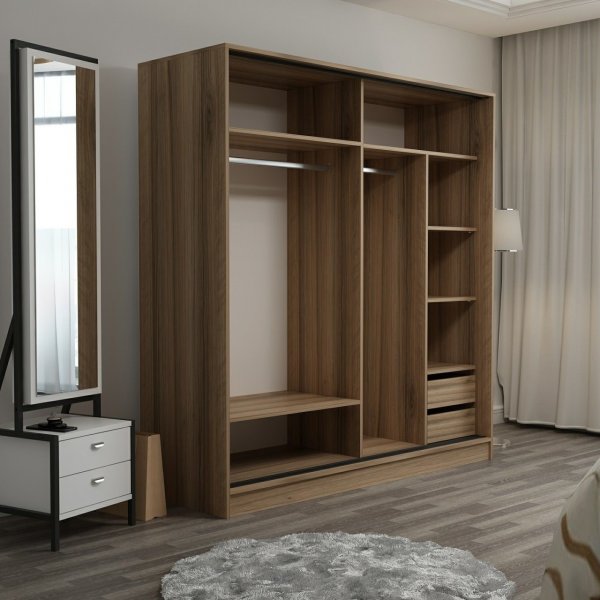 Armoire Kapusta 220x52x210 cm, variante A - Marron/anthracite Armoire Kapusta 220x52x210 cm, variante A - Marron/anthracite