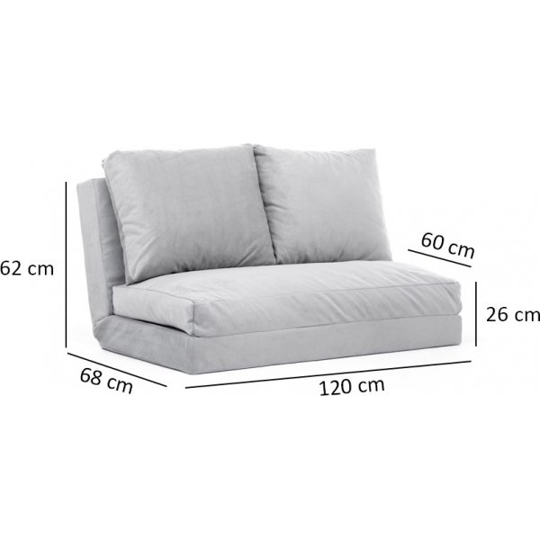Taida 2-zits slaapbank - Grijs + Textielreiniging voor meubels Taida 2-zits slaapbank - Grijs + Textielreiniging voor meubels