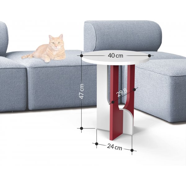 Lunar sidobord 40 x 40 cm - Vit/röd Lunar sidobord 40 x 40 cm - Vit/röd