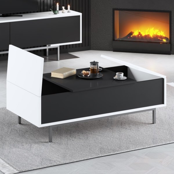 Table basse Force - Noir/blanc/argent Table basse Force - Noir/blanc/argent