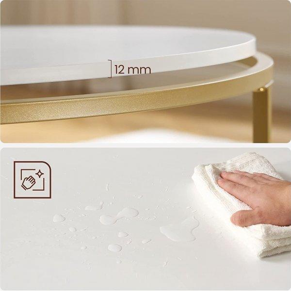 Katarina soffbord Ø84 cm - Vit/guld Katarina soffbord Ø84 cm - Vit/guld