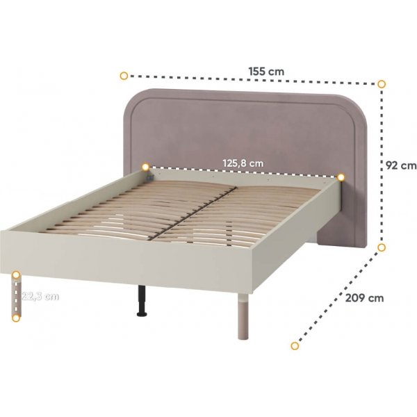 Harmony bedframe 120 x 200 cm - Kasjmier/truffel