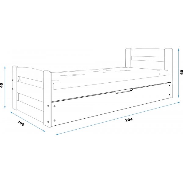 Juniorsäng Ernie med förvaring 90 cm - Furu Juniorsäng Ernie med förvaring 90 cm - Furu