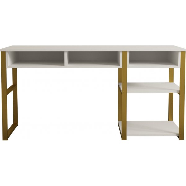 Emro skrivbord - Vit/guld