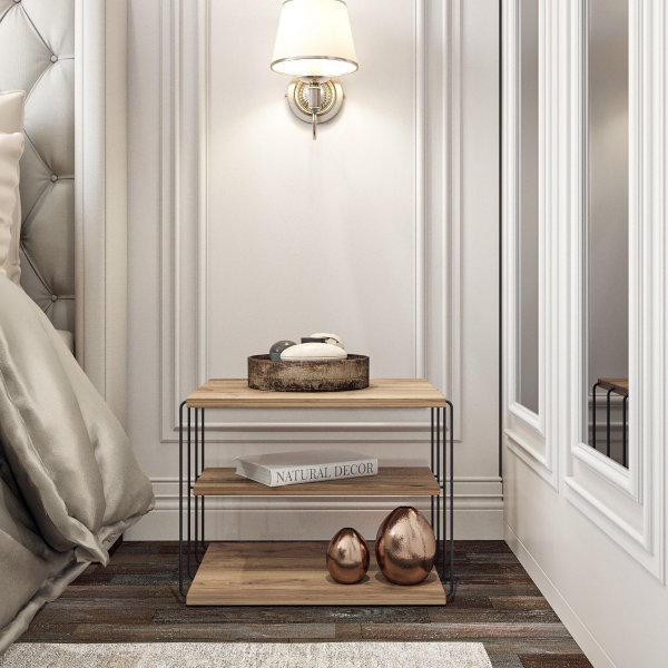 Table d'appoint Lifon 50 x 34 cm - Pin/noir