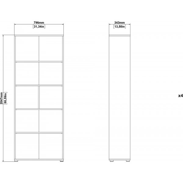 Bibliothèque haute Sign avec 2 portes - Blanc/hickory Bibliothèque haute Sign avec 2 portes - Blanc/hickory