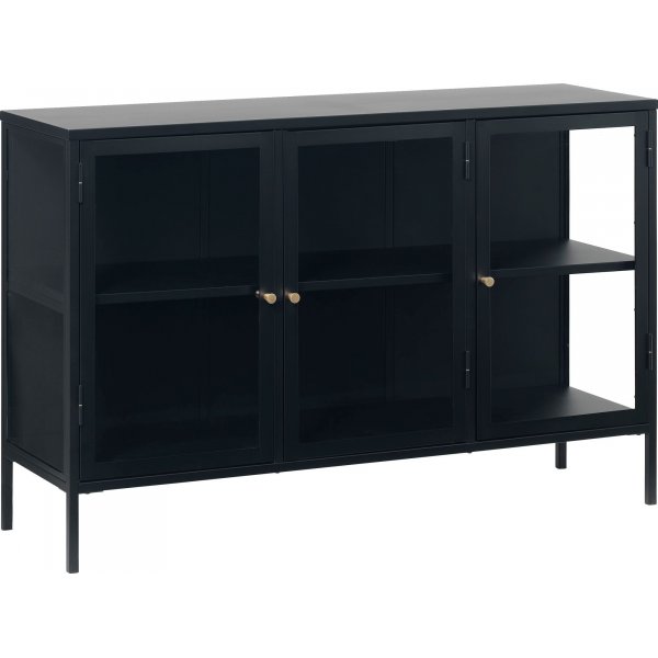 Buffet Toddy en mtal noir avec portes vitres, largeur 132 cm