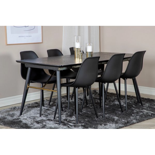 Ansmark matbord 180-220 cm - Svart Ansmark matbord 180-220 cm - Svart