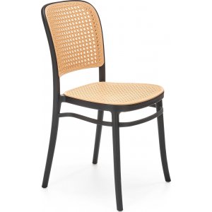 2 st Cadeira 483 svart stapelbar matstol med rottingsits