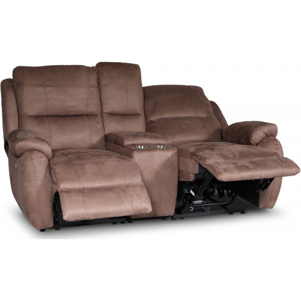 Canap Enjoy Hollywood Cinema - Fauteuil inclinable 2 places (lectrique) en tissu microfibre marron