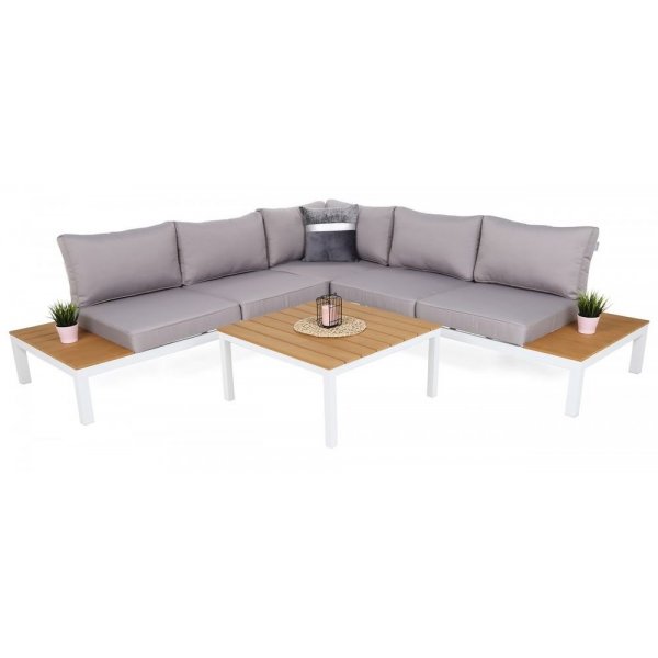 Loungesoffa Belair med bord - Vit/Gr
