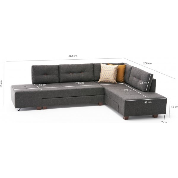 Canap d\\\'angle droit Manama - Anthracite