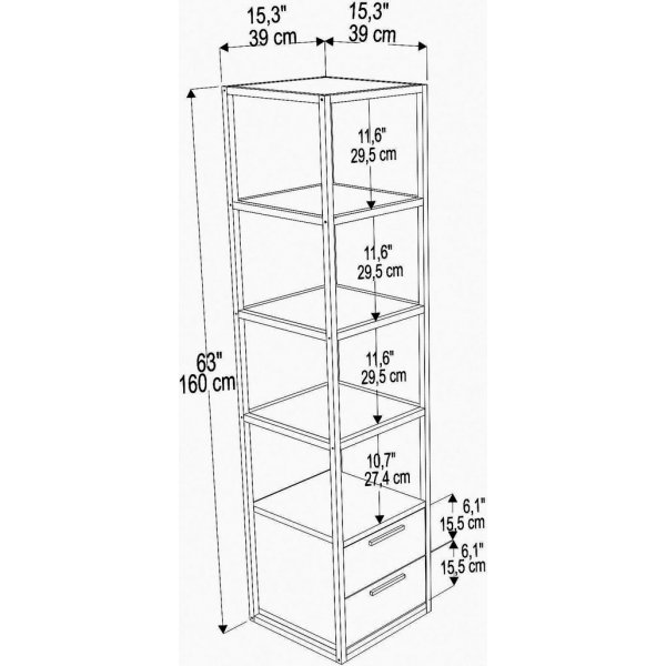 Banc média Robbins avec tablettes - Blanc/chêne Banc média Robbins avec tablettes - Blanc/chêne