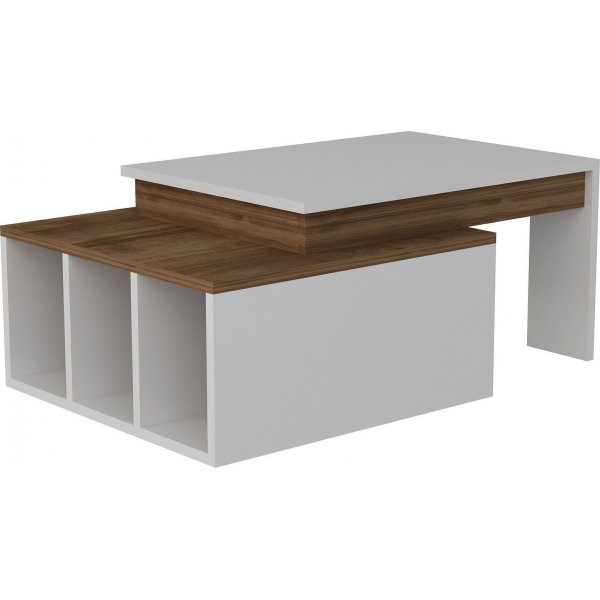 Kolarado soffbord 90 x 60 cm - Vit/valnt