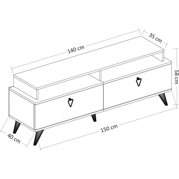 Beril TV-bänk - Valnöt/vit Beril TV-bänk - Valnöt/vit