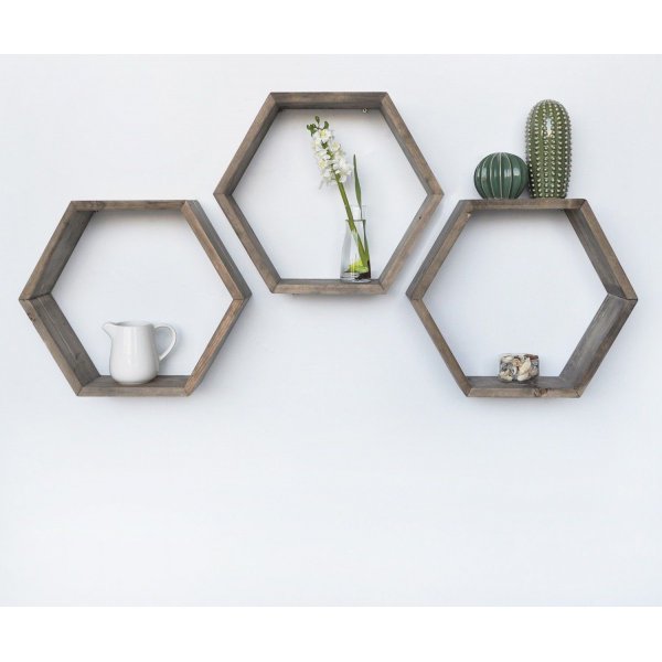 Hex wandplank - Walnoot