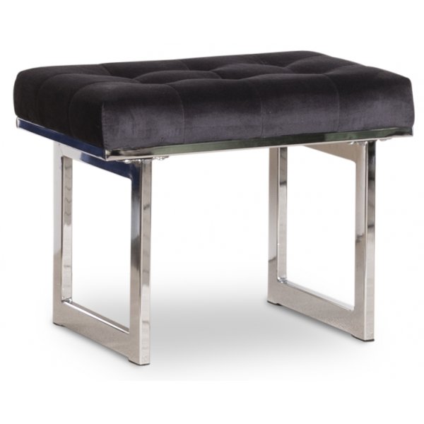New York knappad fotpall 55 cm - Svart (Sammet) / Krom