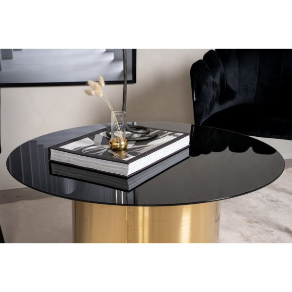 Table basse Alby Ø75 cm - Verre noir/laiton Table basse Alby Ø75 cm - Verre noir/laiton