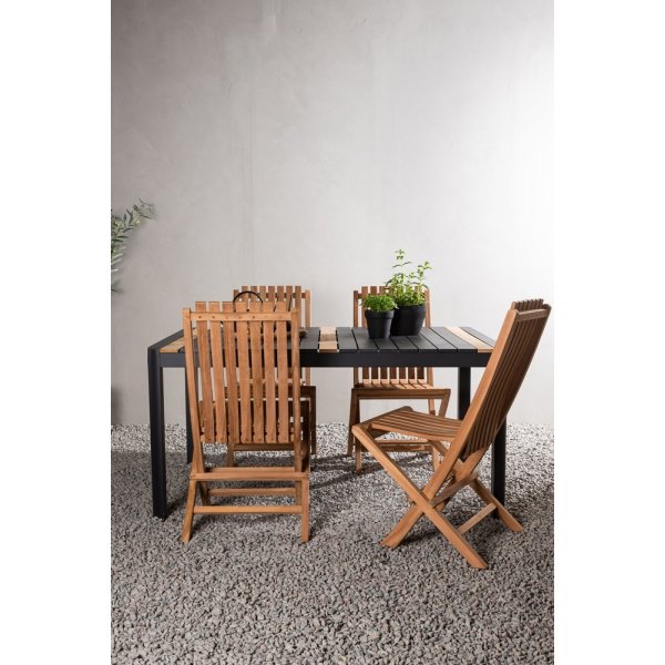 Groupe de repas d'extérieur Togo avec 4 chaises Ghana - Noir/Teck Groupe de repas d'extérieur Togo avec 4 chaises Ghana - Noir/Teck