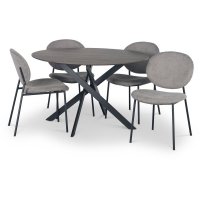 Hogrän matgrupp Ø120 cm bord i mörkt trä + 4 st Tofta grå stolar Hogrän matgrupp Ø120 cm bord i mörkt trä + 4 st Tofta grå stolar