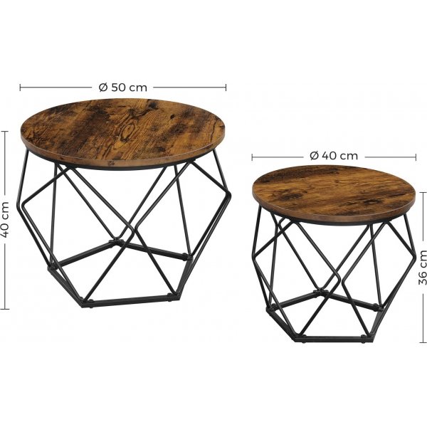 Table basse Didrik, 2 pcs, Ø40/50 cm - Marron/noir Table basse Didrik, 2 pcs, Ø40/50 cm - Marron/noir