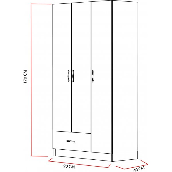 Armoire Gabbi blanche hauteur 170 cm et largeur 90 cm