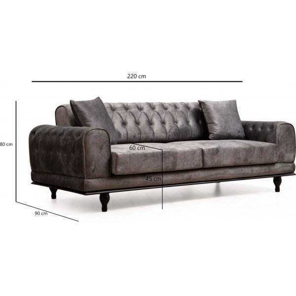 Arredo Capitone 3-sits bäddsoffa - Antracit Arredo Capitone 3-sits bäddsoffa - Antracit