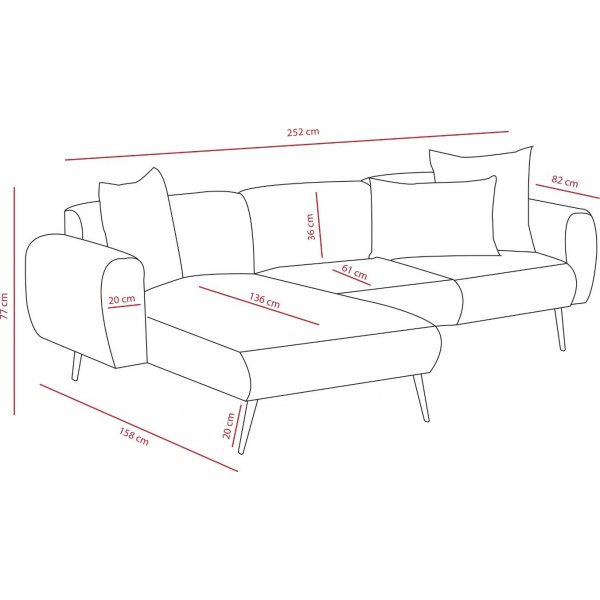 Canapé divan latéral gauche - Gris clair Canapé divan latéral gauche - Gris clair
