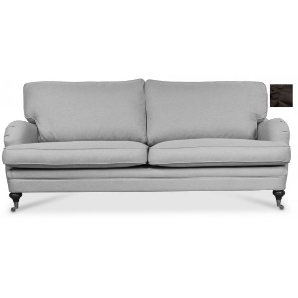 Howard London Premium 3-sits rak soffmodell - Mrk grbrun