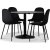 Seat matgrupp, matbord med 4 st Carisma sammetsstolar - Svart/Svart + 3.00 x Mbeltassar