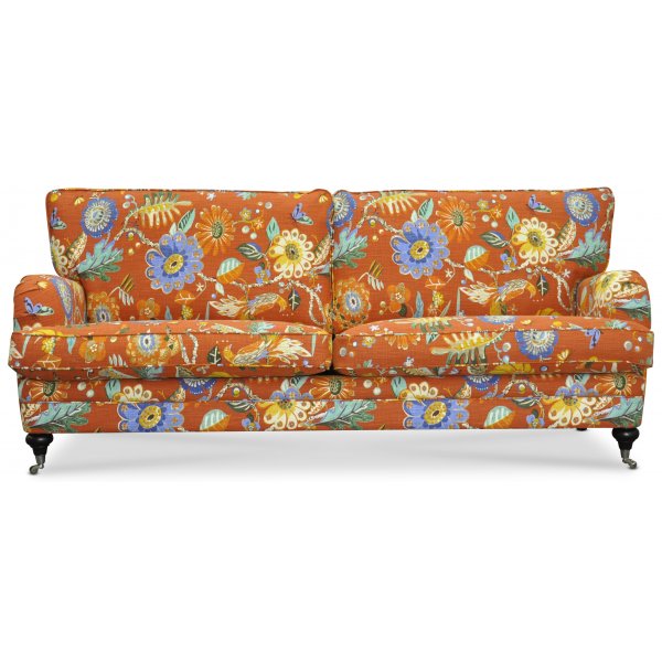 Savoy 3-sits soffa med blommigt tyg - Havanna Terracotta