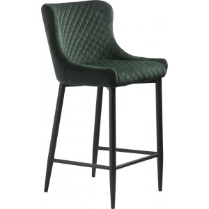 Tabouret de bar Carrie en velours vert SH 77 cm