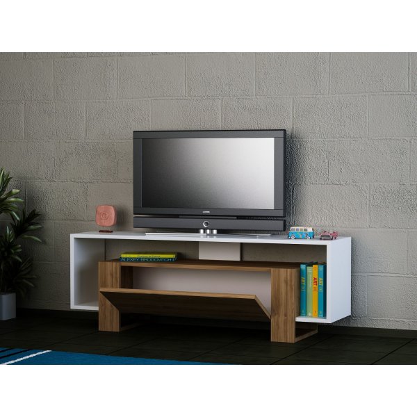 Mery TV-bänk - Vit/valnöt Mery TV-bänk - Vit/valnöt