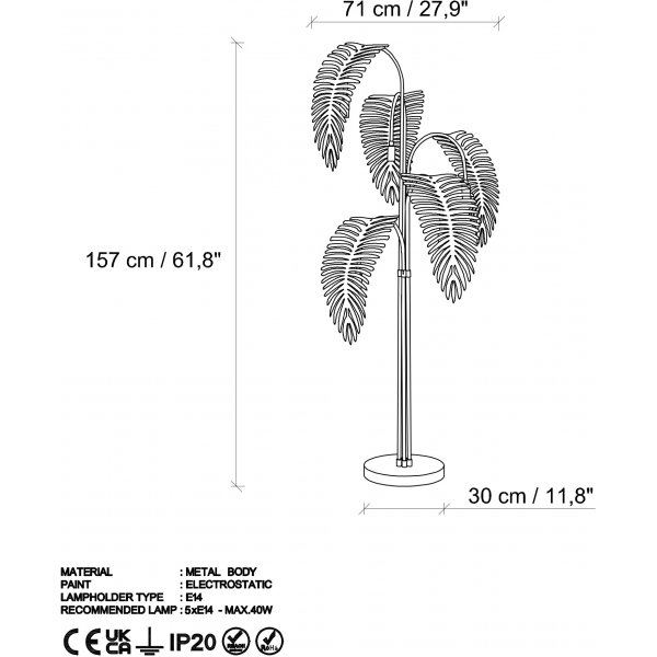 Palm golvlampa - Guld Palm golvlampa - Guld