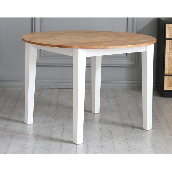 Dalön runt matbord Ø110 cm – Vit / Oljad ek Dalön runt matbord Ø110 cm – Vit / Oljad ek