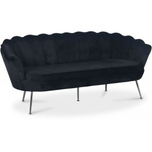 Kingsley 3-sits soffa i sammet - svart / krom + Fläckborttagare för möbler