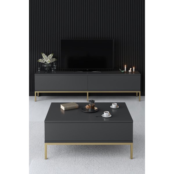 Meuble TV Lord - Anthracite/or Meuble TV Lord - Anthracite/or