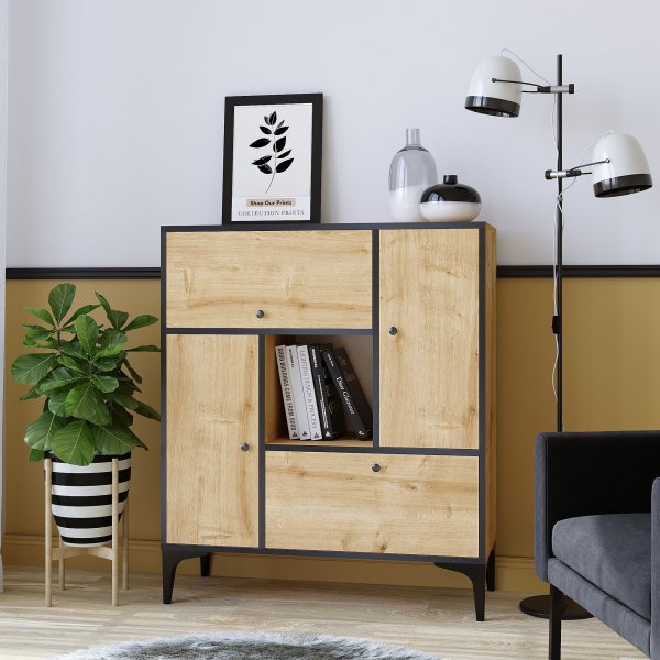 Armoire Pera - Chêne saphir/noir Armoire Pera - Chêne saphir/noir