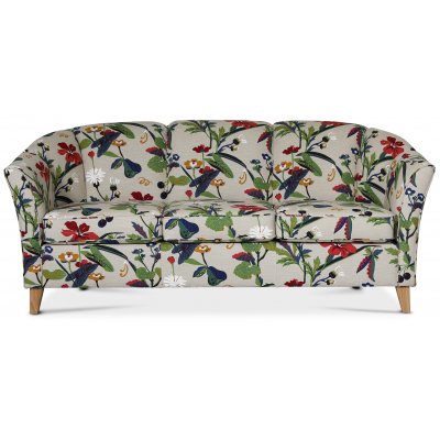 Gripsholm 3-sits soffa blommigt tyg + Möbelvårdskit för textilier