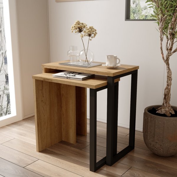 Table d\\\'appoint Ocean 47,8/52,8 x 24,5/29,5 cm - Noyer/chne