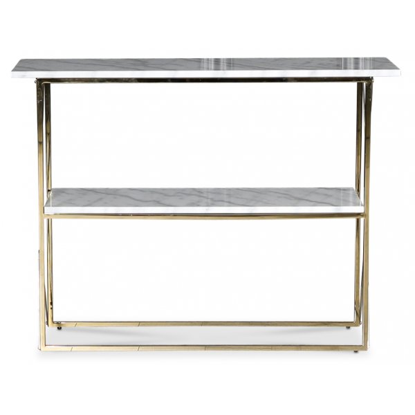 Paladium konsolbord 110 x 35 cm - Mssing / Ljus marmor