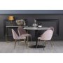 Plaza matgrupp, marmorbord med 4 st Plaza sammetsstolar - Rosa/Mssing/Svart