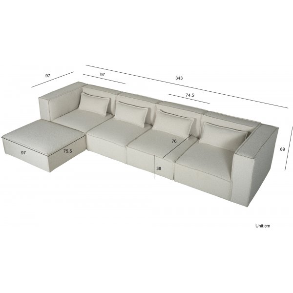 Needs modulaire bank - middengedeelte - Stone White