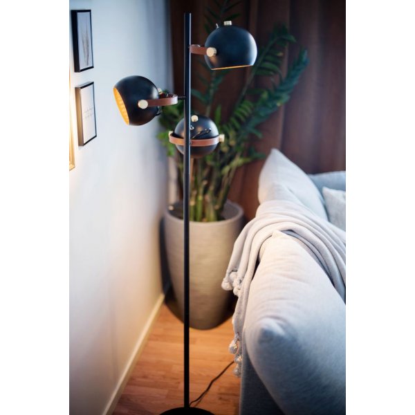 Lampadaire Bow 3 bras - Noir/laiton mat
